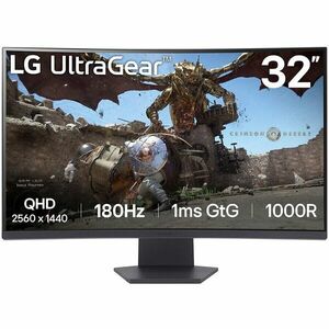 Monitor Gaming VA LED LG 31.5 32GS60QC-B, QHD (2560 x 1440), HDMI, DisplayPort, Ecran curbat, 180 Hz, 1 ms, Negru imagine