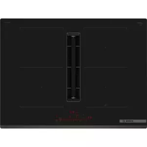 Plita incorporabila Bosch PVQ731H26E, Inductie, 4 zone de gatit, Multitouch+, CombiInduction, Hota integrata, Putere absorbtie 500mc/h, Home Connect, PerfectFry Plus , 70 cm, Negru imagine