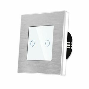 Intrerupator Dublu cu Touch din Sticla si Rama de Aluminiu LUXION, 500W imagine