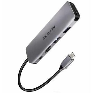 Hub USB AXAGON HMC-5, 2x USB-A, HDMI, SD/microSD, USB 3.2, PD 100W, 20cm USB-C (Gri) imagine