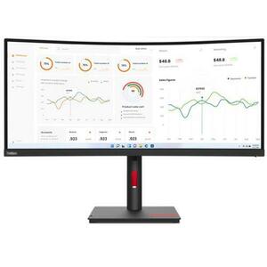 Monitor VA LED Lenovo ThinkVision 34inch T34w-30, UWQHD (3440 x 1440), HDMI, DisplayPort, Ecran curbat, 4 ms (Negru) imagine