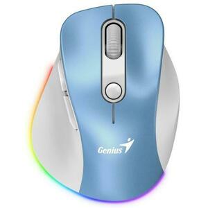 Mouse Wireless Genius Ergo 9000S Pro, Bluetooth, 2400 DPI, reincarcabil, RGB (Albastru) imagine