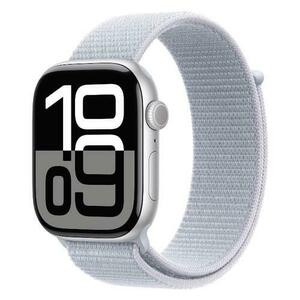 Smartwatch Apple Watch 10 GPS Cellular, Carcasa Silver Aluminium 46mm, ecran LTPO OLED, 64GB, curea textil Blue Cloud Sport Loop (Argintiu/Albastru) imagine