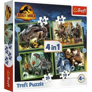 Puzzle Trefl 4 in1, Jurassic World, In lumea dinozaurilor, 35/48/54/70 piese imagine