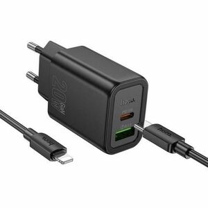 Incarcator Retea Cu Cablu USB-C HOCO N61, 20W, 3A, 1 x USB-A - 1 x USB-C (Negru) imagine