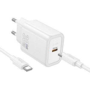 Incarcator Retea Cu Cablu USB-C HOCO N62, 30W, 3A, 1 x USB-C (Alb) imagine