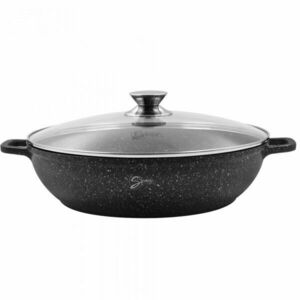Cratita cu capac Samus, 28X 8 cm, 4.1l – TOL281-CC, TOLEDO LINE, Invelis marmura antiaderenta, Capac din sticla termorezistenta, Negru imagine