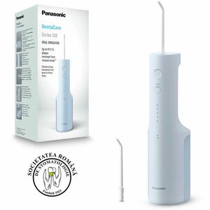 Irigator bucal Panasonic EW-DJ26-A303, aprox. 590kPa presiune apa, 5 trepte de presiune, portabil, 2duze incluse, Capacitate rezervor 200ml, Albastru imagine