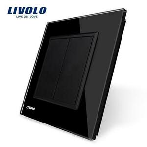 Priza blank/goala Livolo cu rama din sticla (Negru) imagine