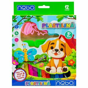 Set 12 culori plastilina si 3 forme pentru decupaj, cutit si sucitor, accesorii PVC imagine