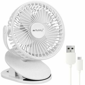 Ventilator Wireless cu picior, USB-C, reglare 360 grade, 5W, 2 moduri de functionare, 1200 mAh, 60 dB, alb imagine