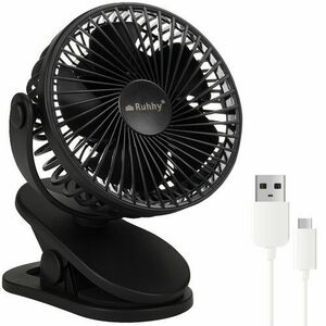 Ventilator de podea, Wireless, 1200 mAh, 3 trepte, reglabil la 360 grade, silentios, negru imagine