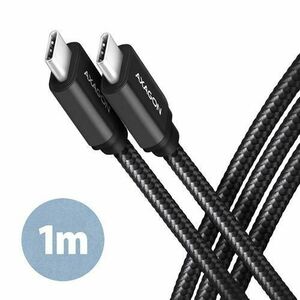 Cablu de date Axagon BUCM3-CM10AB, USB-C la USB-C 3.2 Gen 1, 1m, PD 60W, 3A, Impletit (Negru) imagine