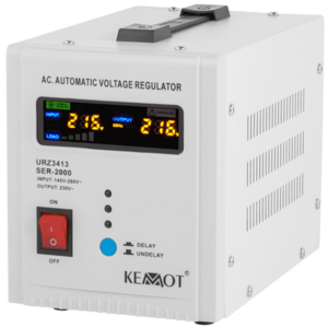 Stabilizator tensiune automat Kemot URZ3413, afisaj LED, Randament 98%, 2000VA (Alb) imagine