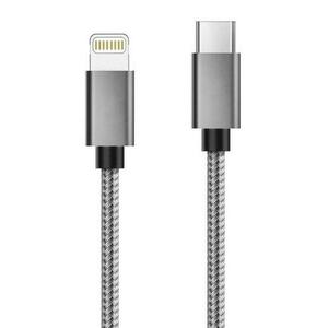 Cablu de date Lemontti LEMCTLMFIGR, Type-C - Lightning MFI, PD Quick Charge, 1.5 m (Gri) imagine