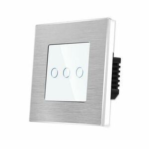Intrerupator Triplu cu Touch din Sticla si Rama de Aluminiu LUXION, RF433 imagine