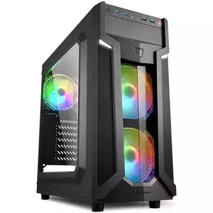 Carcasa Sharkoon VG6-W RGB, Mid-Tower, fara sursa, ATX, Negru imagine