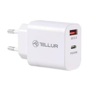 Incarcator retea Tellur PDHC101, 1 x USB-A, 1 x USB Type-C, PD 20W + QC 3.0 18W (Alb) imagine