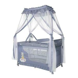 Patut pliabil stil baldachin Lorelli Magic Sleep, cu accesorii, Cool Grey Hippo imagine