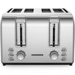 Prajitor de paine Heinner HTP-4S1500SS, 1500 W, capacitate 4 felii, 7 niveluri de rumenire (Inox) imagine