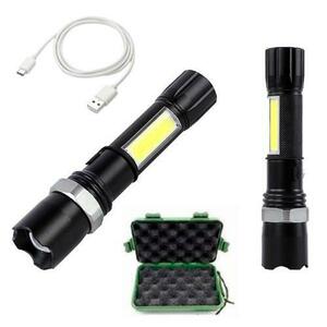Lanterna din aluminiu VARGO V-114984, LED cu zoom, acumulator si incarcare USB imagine
