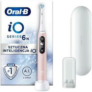 Periuta de dinti electrica Oral-B iO6N cu Tehnologie Magnetica si Micro-Vibratii, Inteligenta artificiala, Display led interactiv, Senzor de presiune Smart, Timer vizibil, 5 moduri, 1 capat, Trusa de calatorie (Roz) imagine