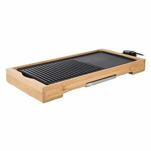 Gratar electric, TRISTAR, 2000W, 36x24.4 cm, cadru bambus, plita incorporata, tava antipicurare, suprafata non aderenta imagine