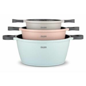 Set 3 oale antiaderente din aluminiu turnat sub presiune Zass Gourmet ZG-ACS 02 , Pastel imagine