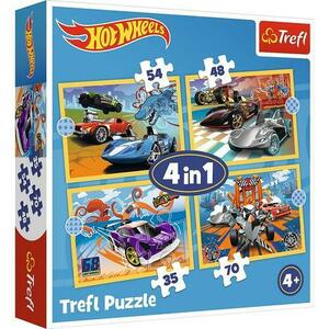 Puzzle Trefl 4 in 1 Hot Wheels Vehicule imagine