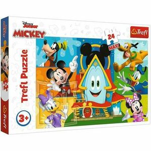 Puzzle Maxi Trefl Disney Mickey Mouse: Casa prietenilor amuzanti, 24 piese imagine