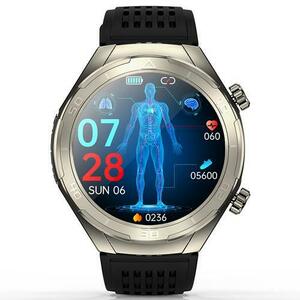 Smartwatch iSEN FD02, Apel Bluetooth, Ecran HD 1.46inch, Imbunatatire somn, Glicemie, PPG+ECG, HR, SOS, Asistent vocal, Ingrijire de la distanta (Argintiu) imagine