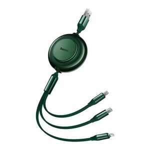 Cablu pentru incarcare si transfer de date 3 in 1 Baseus Bright Mirror 2, USB - Micro-USB/Lightning/USB Type-C, 3.5A, 1.1m, Verde imagine