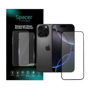 Folie sticla Spacer pentru Iphone 16 Pro Max, grosime 0.3mm, acoperire totala ecran, strat special anti-ulei si anti-amprenta, Tempered Glass, sticla 9D, duritate 9H (Transparent/Negru) imagine
