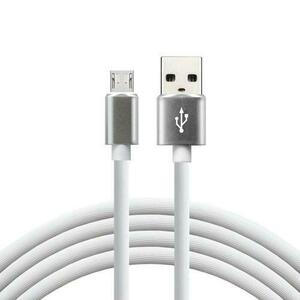 Cablu telefon everActive silicon USB la micro-USB, fast-charge, 2.4A, 1m, alb imagine
