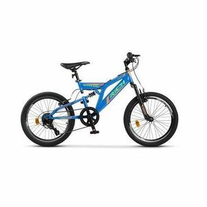 Bicicleta MTB-FS RICH Alpin R2049A Saiguan Revoshift 6 Viteze, Roti 20 Inch, Frane V-Brake, Albastru/Verde/Portocaliu imagine