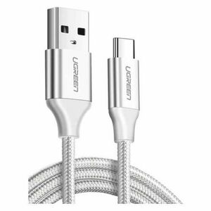 Cablu alimentare si date Ugreen, Fast Charging, , USB la USB Type-C 3A nickel plating braided 1m, Alb imagine