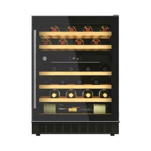 Vitrina de vinuri incorporabila Hoover HWCB 60/N, 145 l, Capacitate 46 sticle, Clasa G, 2 zone de racire, Iluminare LED, 60 cm (Negru) imagine