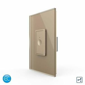 Intrerupator Simplu Cap Scara / Cruce cu Touch Livolo cu Rama Din Sticla 1M, Zigbee EC - Serie Noua (Auriu) imagine