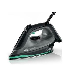 Fier de calcat Braun TexStyle 5 SI5277GR, 2700W, jet de abur 220g/min, abur variabil 0-50 g/min, talpa SuperCeramic, rezervor 300 ml, tehnologie FreeGlide, oprire automata, sistem antipicurare (Negru/Verde) imagine