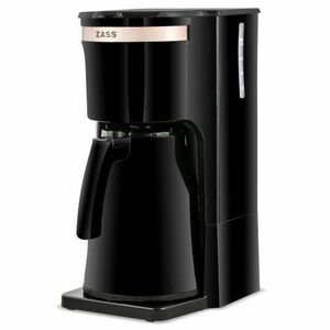 Cafetiera cu termos ZASS Rose Gold ZCM 21, 1 l, 8 cesti, 800 W, Cana tip termos din sticla (Negru) imagine