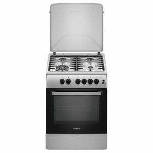 Aragaz SAMUS SM664XPGS1, Gaz, 4 arzatoare, Wok, Cuptor pe gaz, Grill, Aprindere electrica plita, Sigurante plita+cuptor, Timer (Inox/Argintiu) imagine