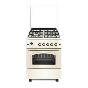 Aragaz rustic Studio Casa SIERRA VIVA, Gaz, 4 arzatoare, Cuptor pe gaz, 60x60cm, Rotisor, Grill gaz, Ventilatie Turbo, gratare fonta (Crem) imagine