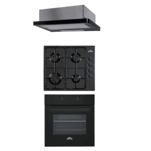 Pachet incorporabil Multi Nuova, Cuptor incorporabil Nuova Cucina FE603BLK, Electric, 64 L, 4 Functii, Hota telescopica Lean 3D Black Vitro (Negru) imagine