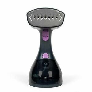 Aparat de calcat vertical cu abur Livoo DOM 479, 1500 W, talpa acoperita cu ceramica, 2 nivele de abur continuu pana la 25 gr/min, rezervor detasabil de 300ml, ecran cu functie tactila LED, buton de blocare cu abur, perie pentru stofa si scame (Gri/Viole imagine