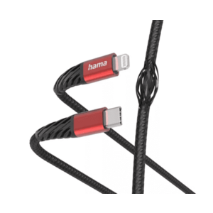 Cablu de date Hama Extreme, Lightning/USB Type-C, 1.5m (Negru/Rosu) imagine