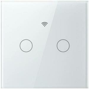 Intrerupator inteligent cu touch Gosund SW12, 10A, Wi-Fi, control vocal, temporizator, fara nul, 2 canale, sticla securizata, Aplicatie mobila, compatibil Amazon Alexa/Google Assistant (Alb) imagine