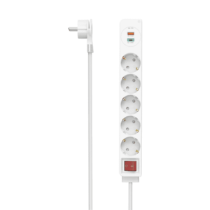 Prelungitor electric Hama 223186, 5 prize, USB-C 1.4 m (Alb) imagine