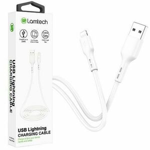 Cablu Date si Incarcare Lamtech, USB la Lightning, 2.1A, 1m, Alb imagine