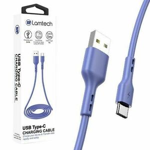 Cablu Date si Incarcare Lamtech, USB la Type-C, Plat, 2.1A, 1m, Albastru imagine