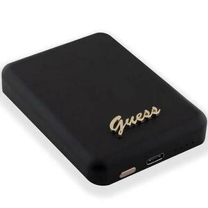 Acumulator extern Wireless, Guess Metal Script Logo, MagSafe, Aluminiu/Silicon, 3000mAh, 5 W (Negru) imagine